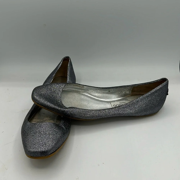 silver / metallic gray glitter Jimmy Choo ballet flats size 38 / 8 - Picture 1 of 5